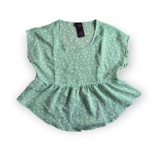 Wallpapher Mint Polka Dot Sheer Blouse